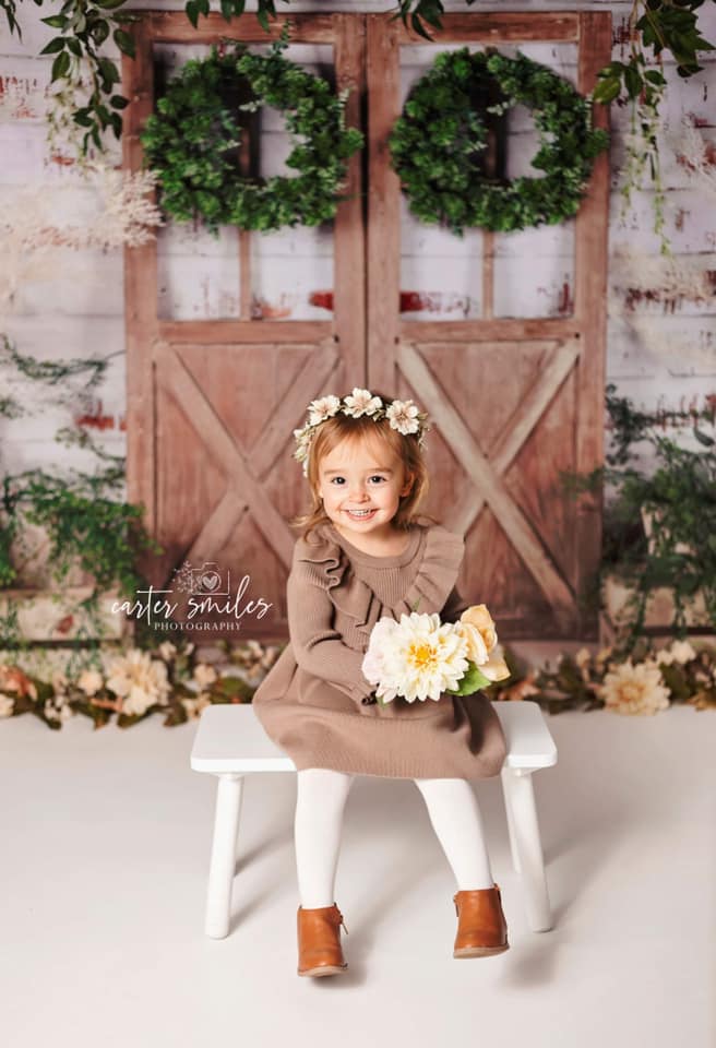 Kate Spring/Mother's day Green Plants Barn Door Backdrop Designed by Jia Chan Photography -UK