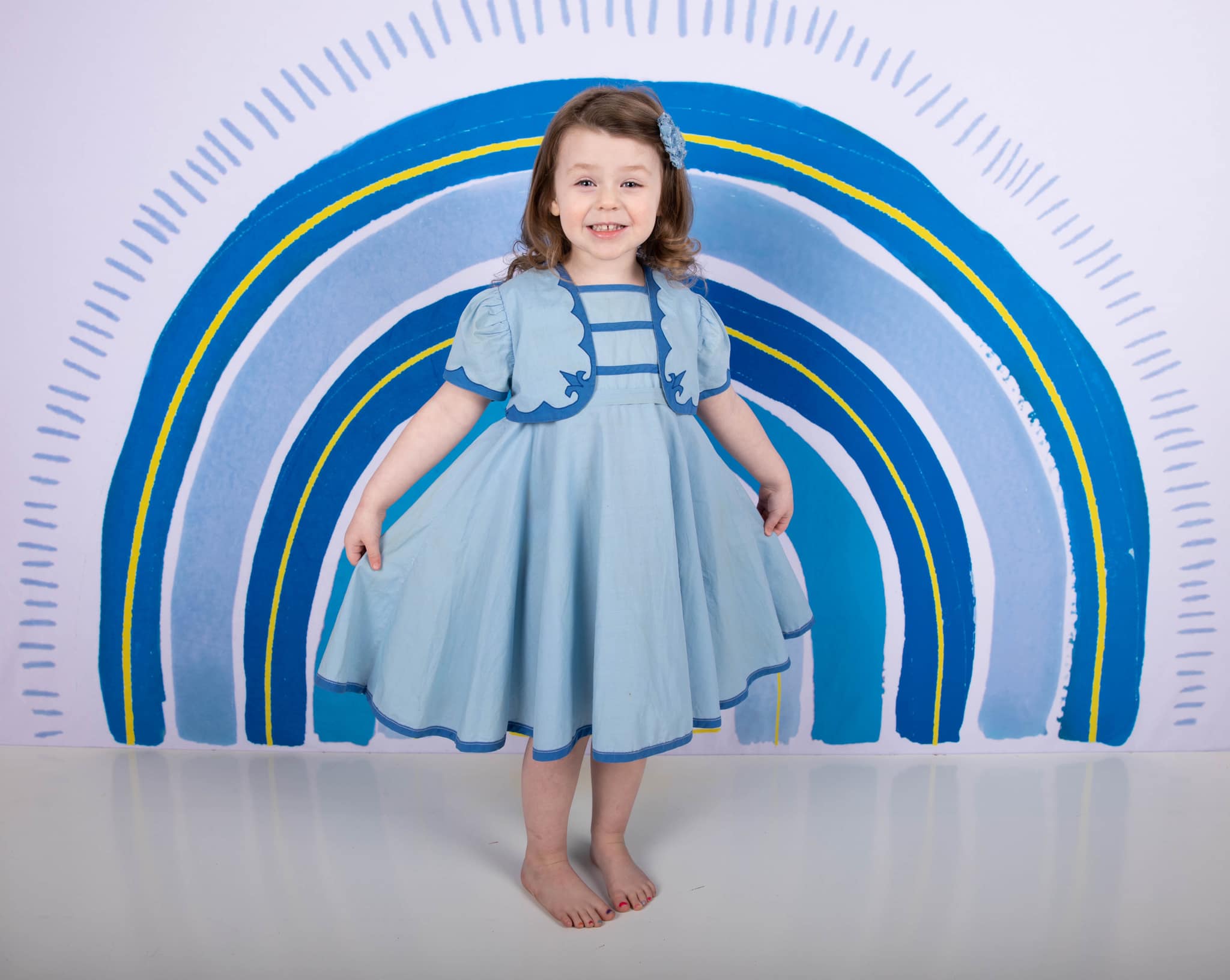 Kate Blue Rainbow Cake Smash Backdrop Designed by Mandy Ringe Photography -UK