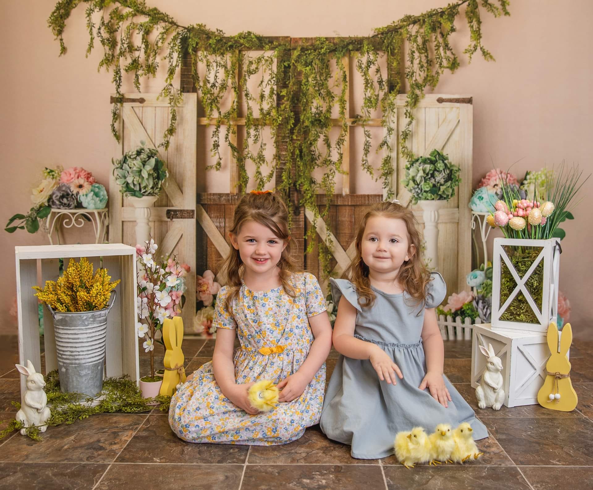 Kate Rustic Pastel Spring Floral Backdrop Designed by Mandy Ringe Photography