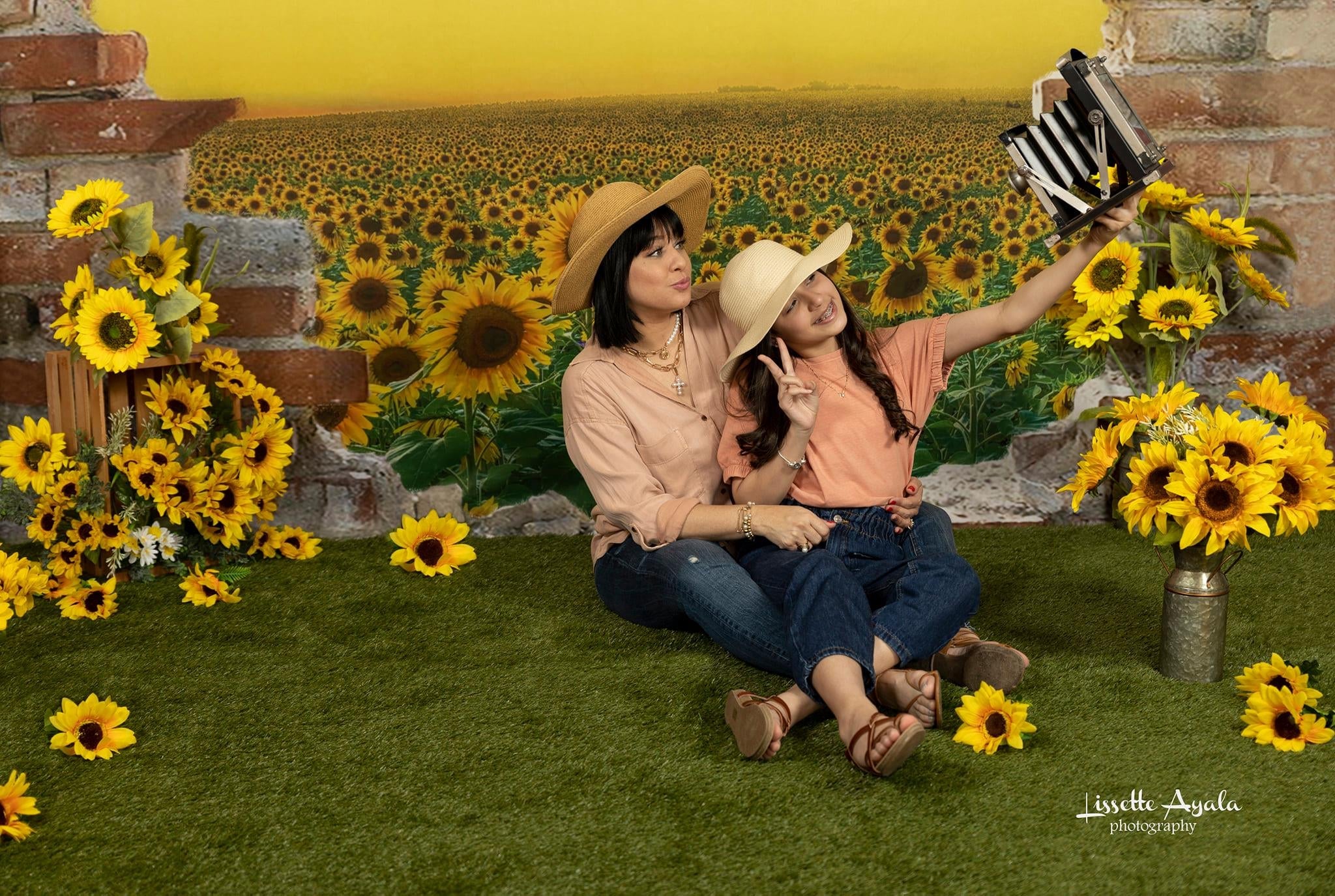 Kate Sunflower Field Backdrop with Broken Wall Designed by Chain Photography -UK
