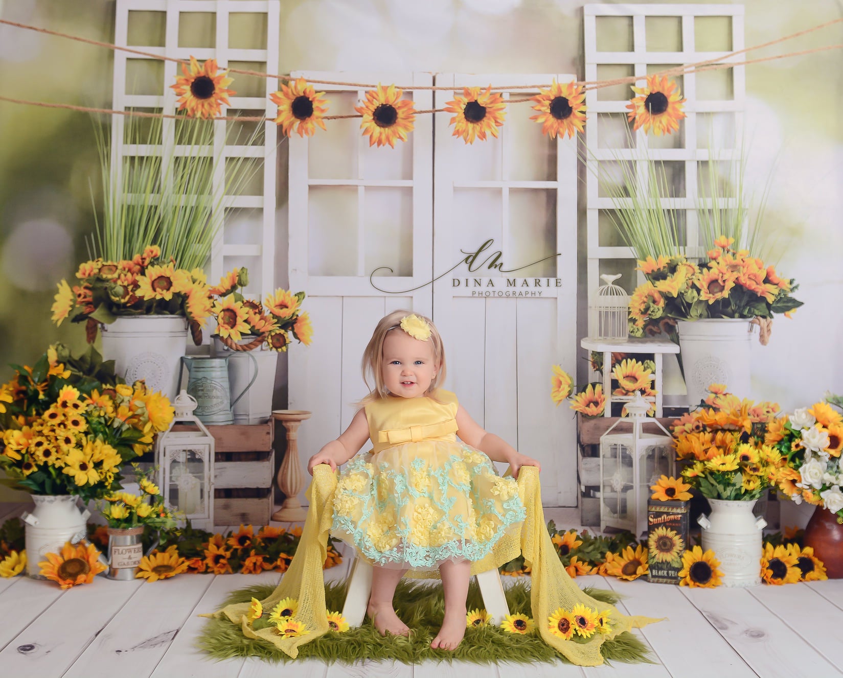 Kate Sunflowers Window Summer Backdrop Designed by Emetselch -UK