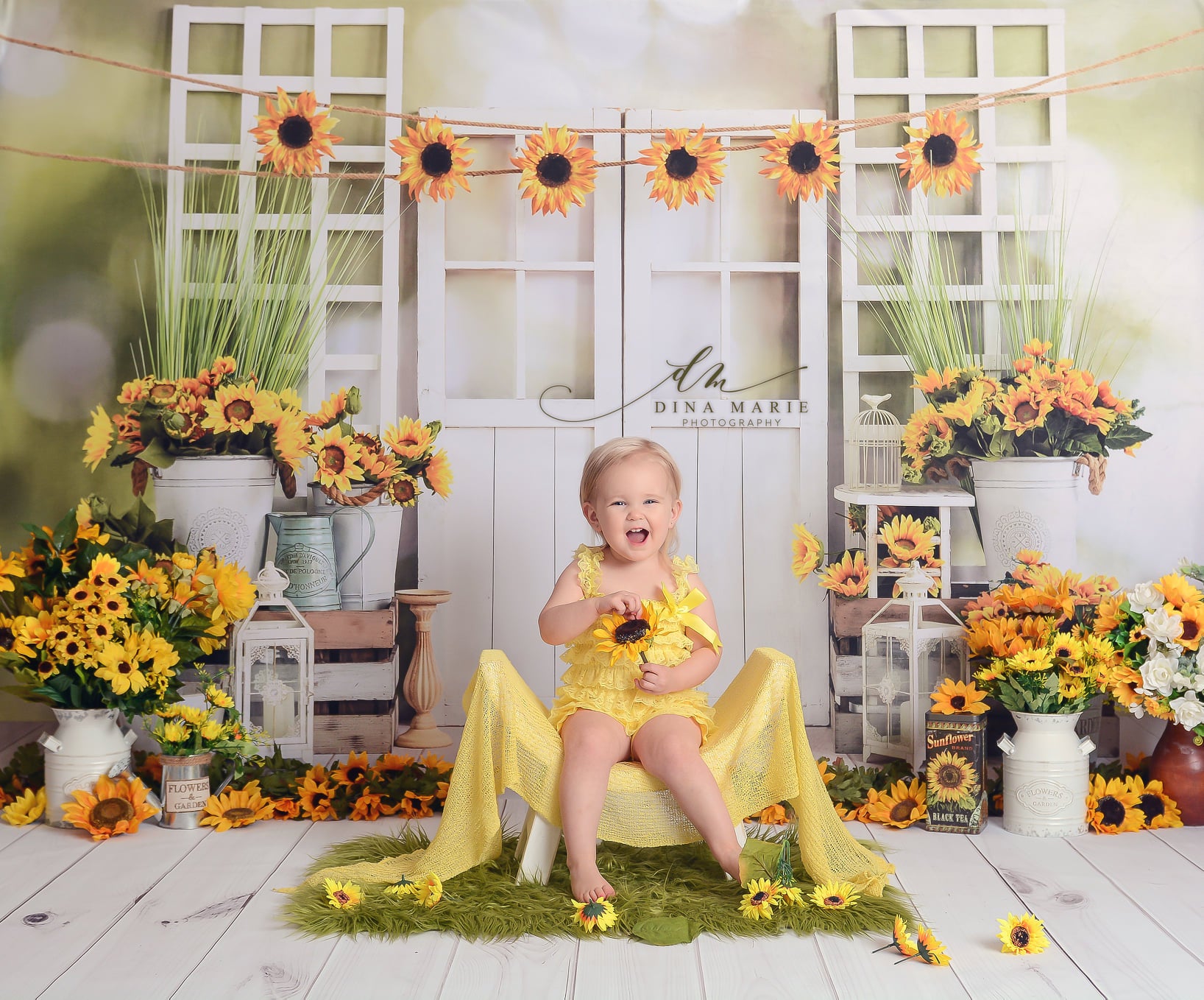 Kate Sunflowers Window Summer Backdrop Designed by Emetselch -UK