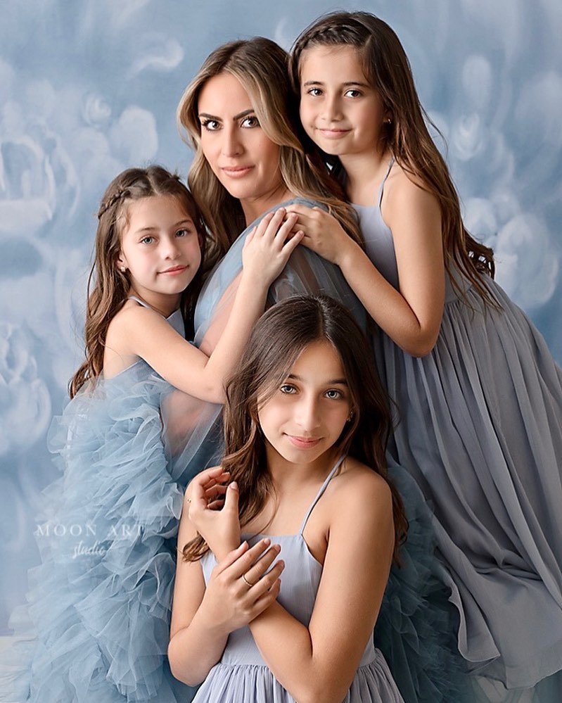 Kate Fine Art Gray Blue Flower Texture Backdrop Designed by GQ -UK
