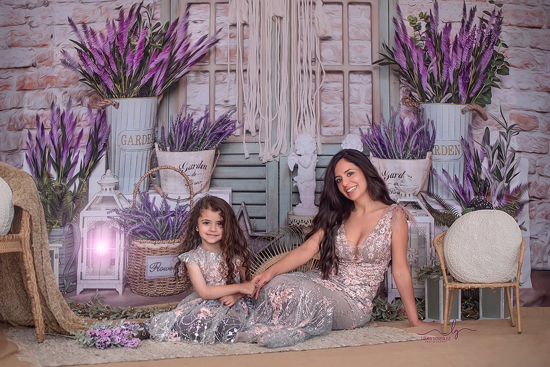 Kate Summer Lavender Boho Brick Backdrop Designed by Emetselch -UK