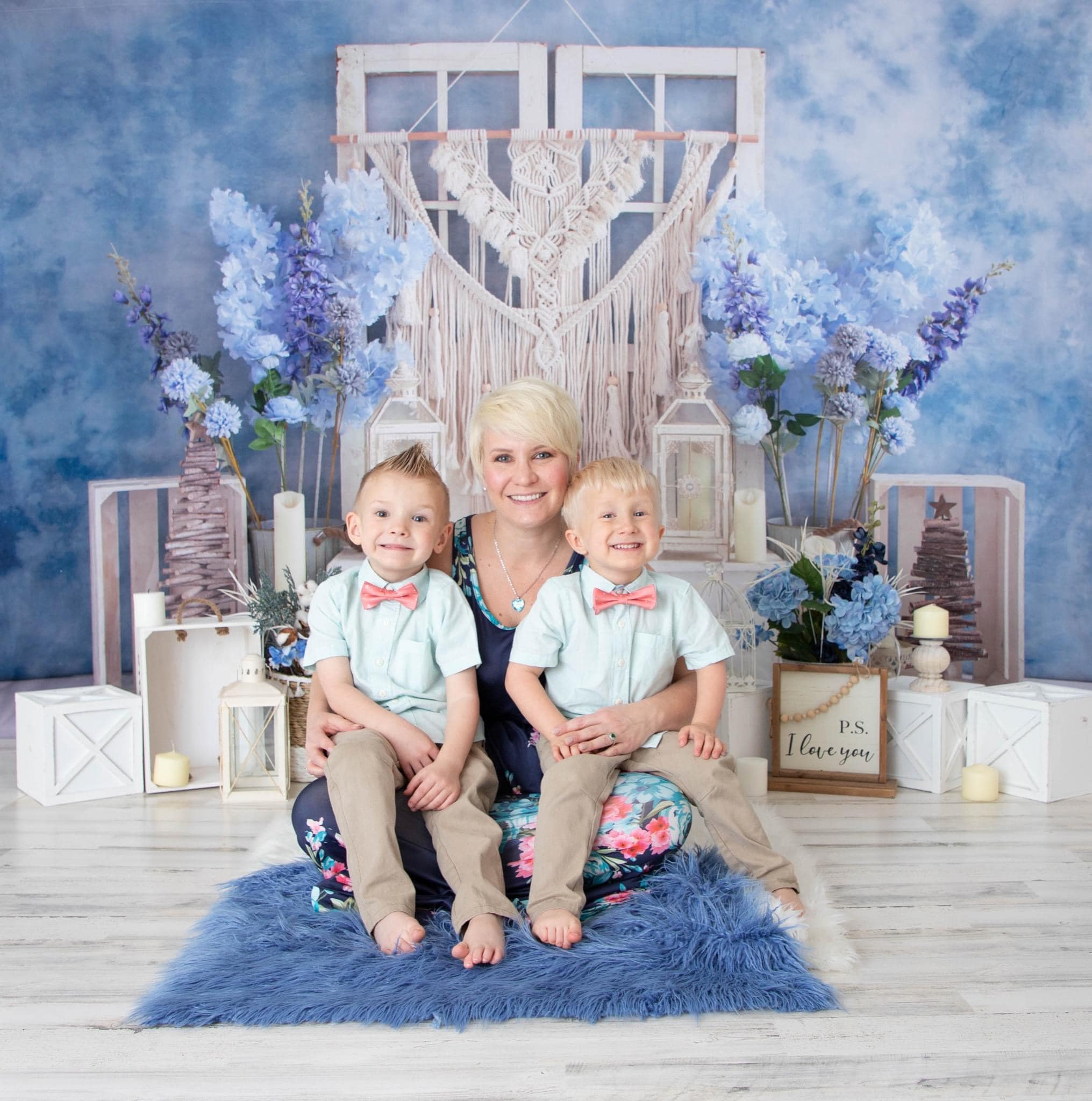 Kate Blue Floral Boho Backdrop Designed by Emetselch