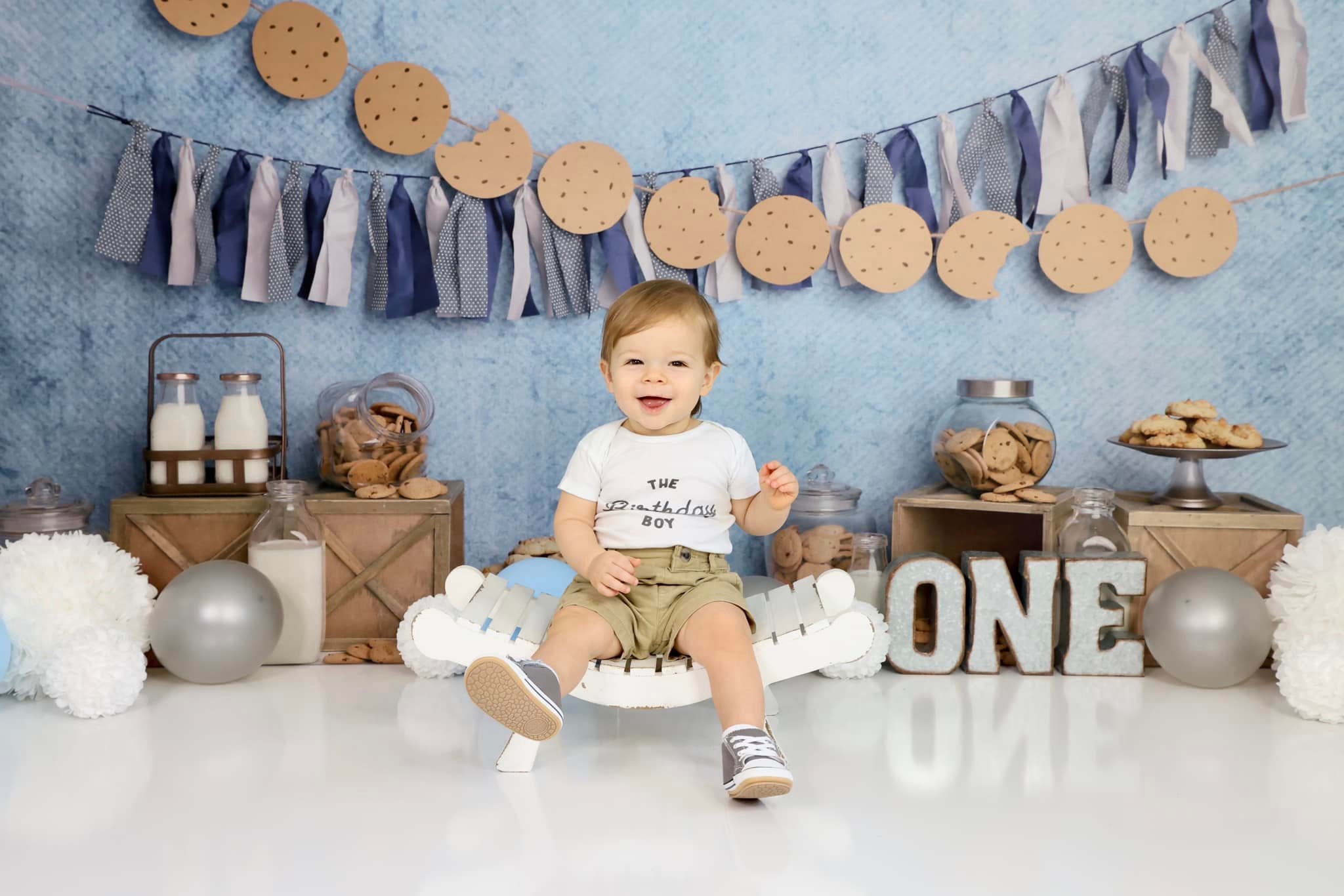 Kate Milk Cookies Blue Cake Smash Backdrop Designed by Melissa King -UK