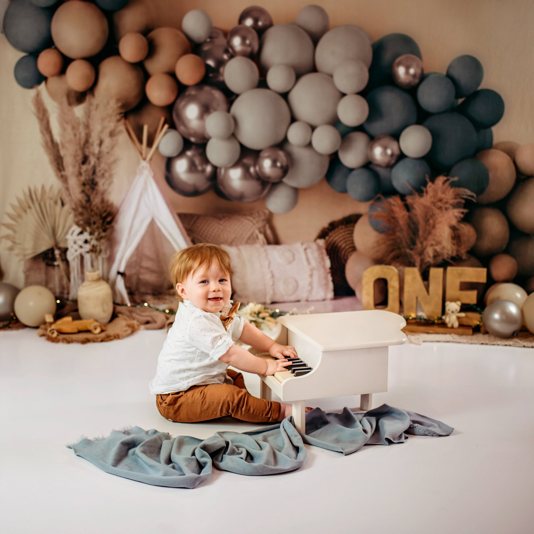 Kate Boho Balloons Tent Matte Backdrop Designed by Mandy Ringe Photography