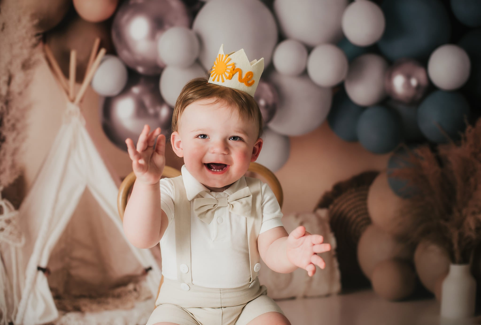 Kate Boho Balloons Tent Matte Backdrop Designed by Mandy Ringe Photography