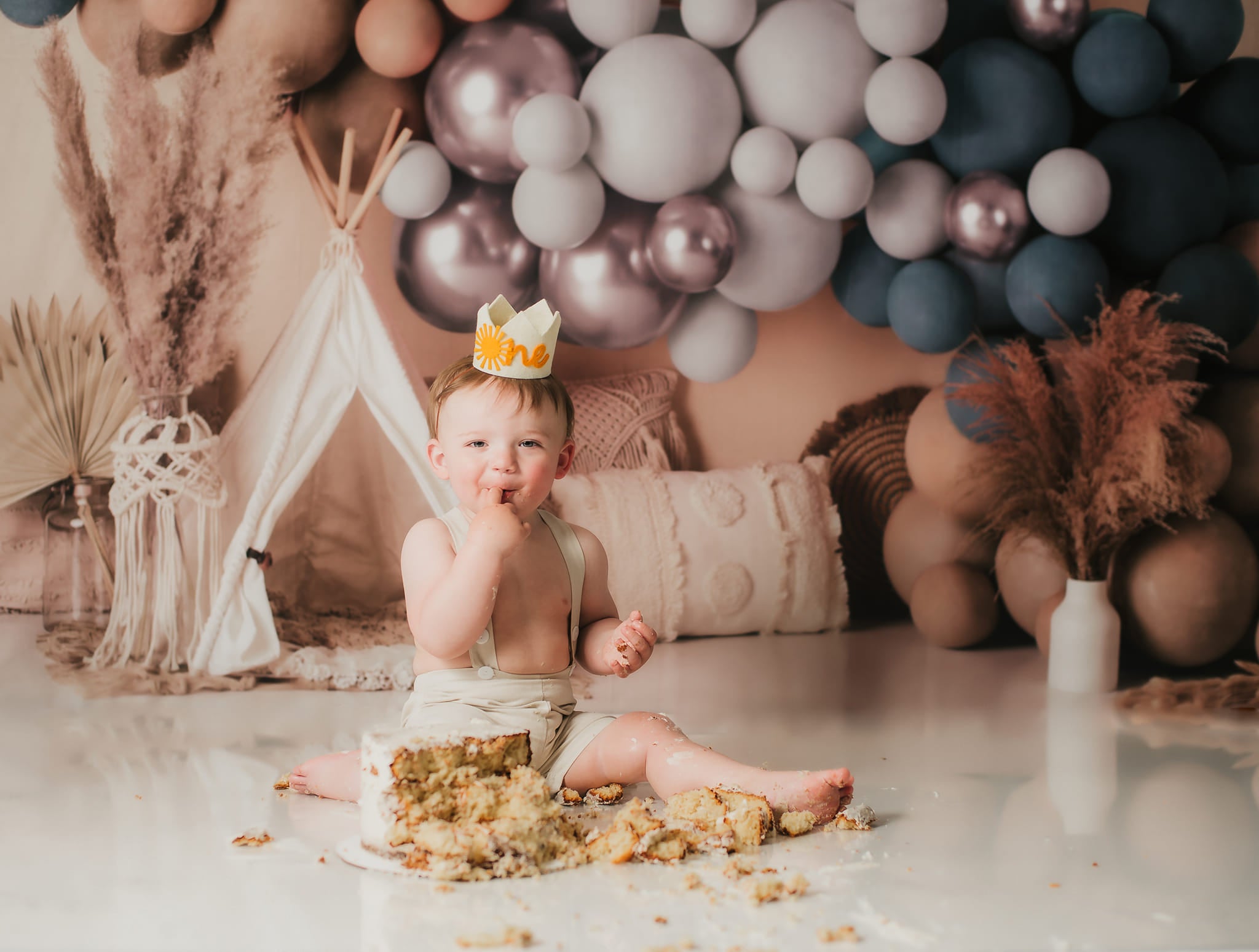 Kate Boho Balloons Tent Matte Backdrop Designed by Mandy Ringe Photography