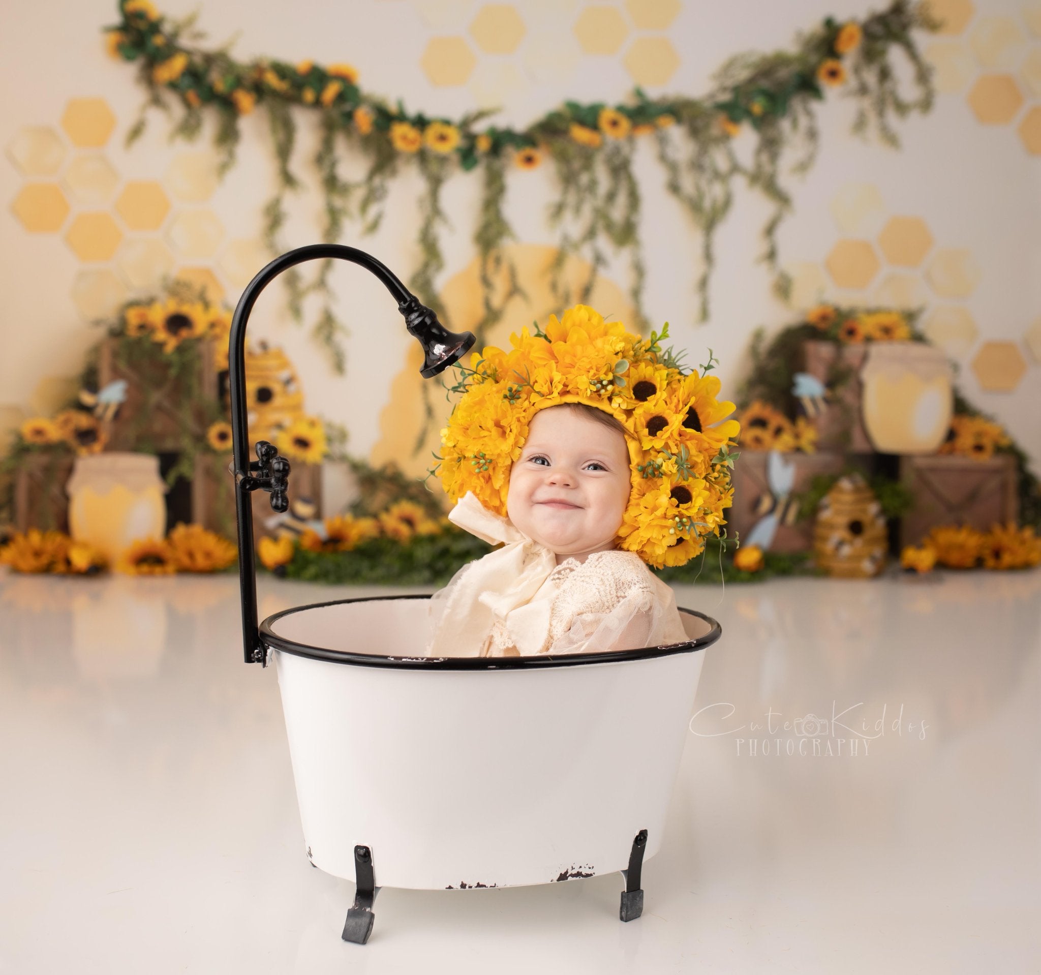 Kate Summer Honey Bee Sunflower Backdrop Designed by Megan Leigh Photography -UK