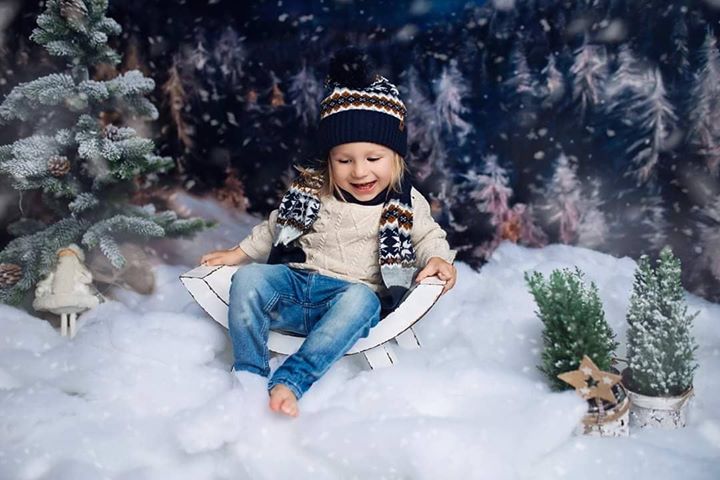 Kate Winter Dream Christmas Night Trees Backdrop for Photography Designed By Jerry_Sina -UK