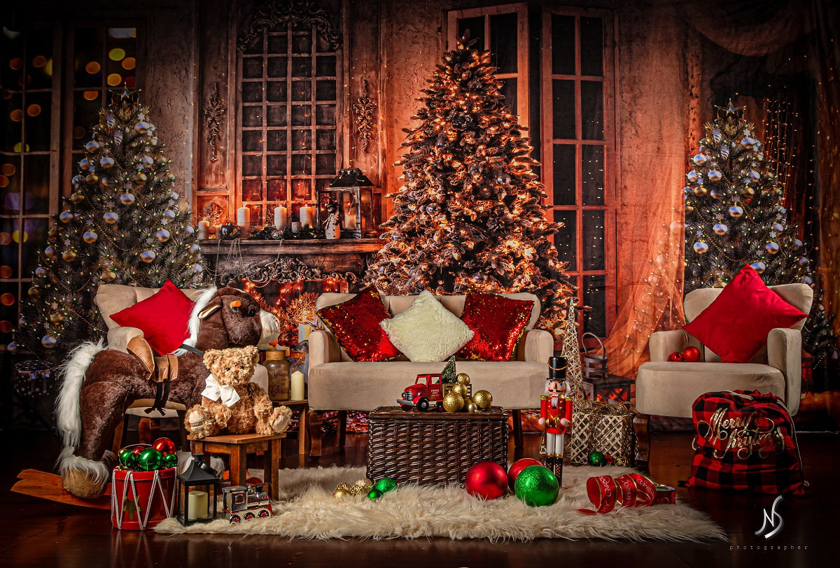 Kate Christmas Trees Warm Room Backdrop Designed by Chain Photography -UK