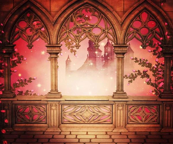 Kate Retro Building Red Castle Scenery Background for wedding -UK