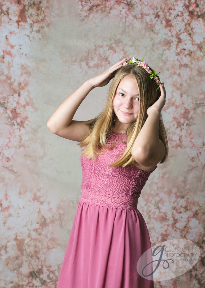 Kate Pink Flower Pattern Spring Backdrop Designed by Jerry_sina -UK