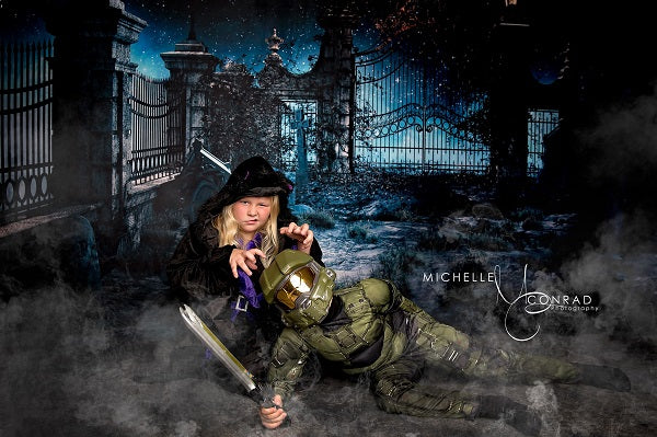 Kate Halloween Star Night Grave Scene Backdrop for Photography - Kate backdrop UK