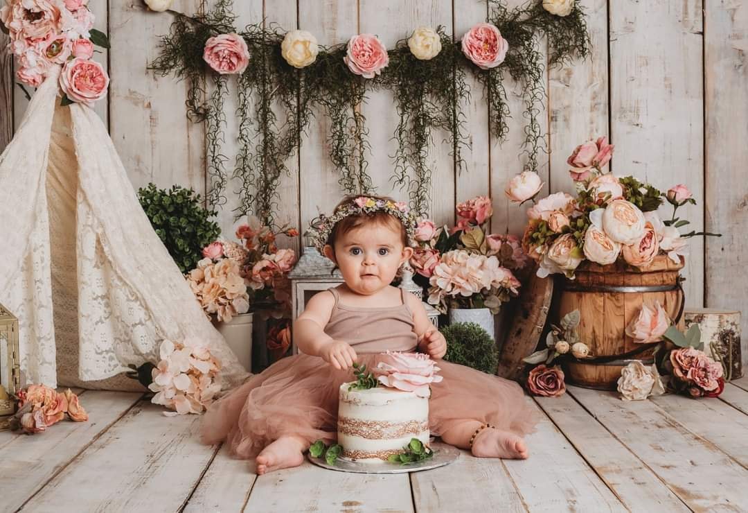 Kate Cake Smash Summer Floral Backdrop Designed By Rose Abbas -UK