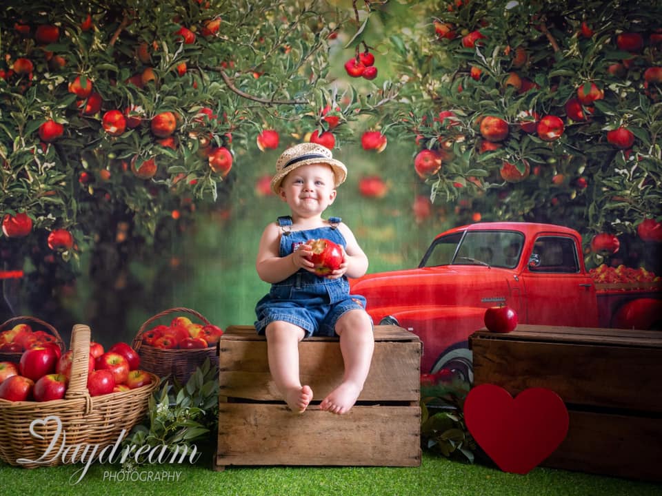 Kate Apple Orchard Red Truck Backdrop Designed by Rosabell Photography -UK