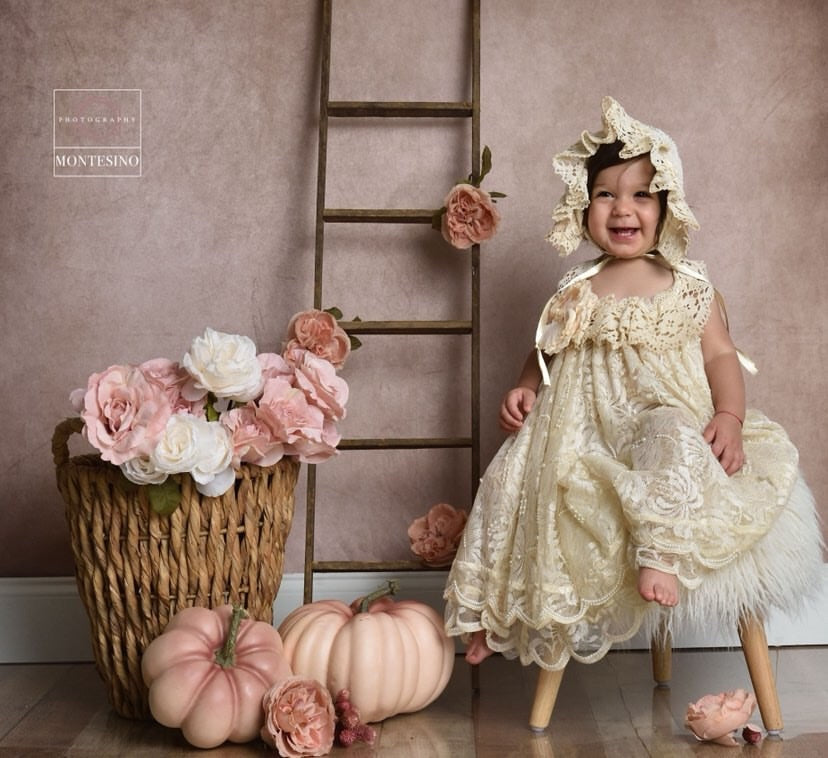 Kate Abstract Brown Beige Little Green Color Backdrop designed by Veronika Gant -UK