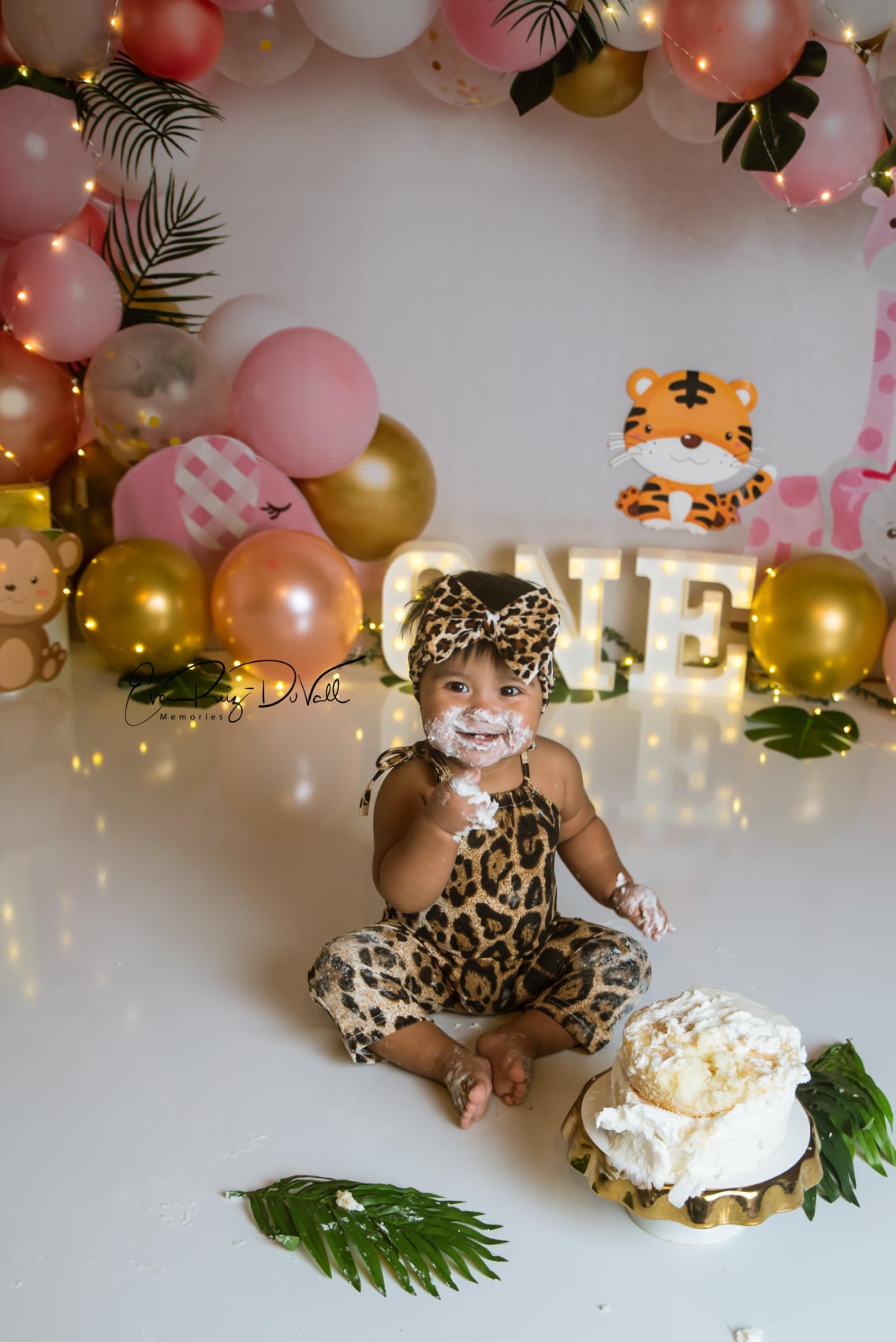 Kate Pink Safari Balloons Birthday Backdrop Designed by Megan Leigh Photography -UK