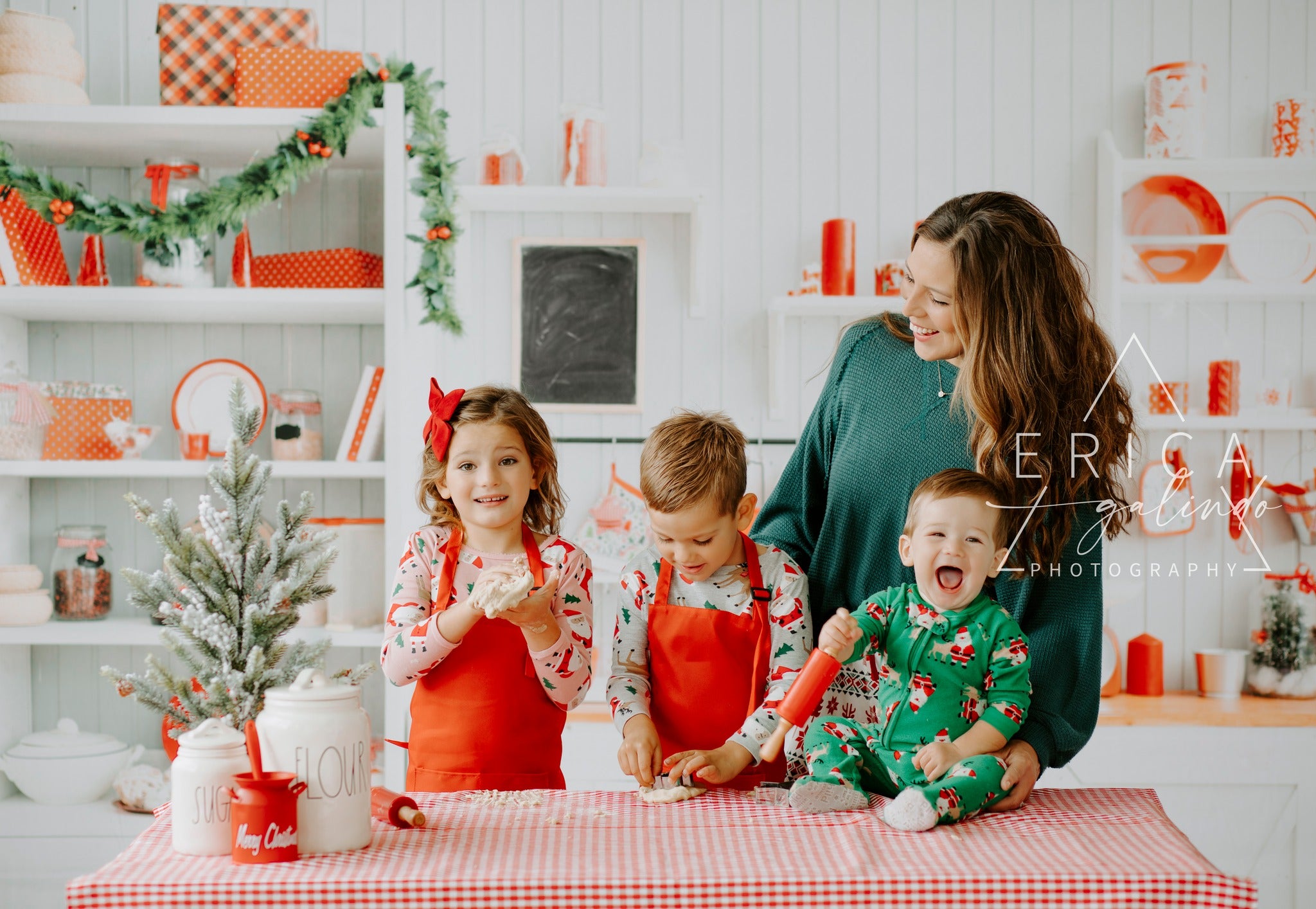 Kate Christmas Kitchen Backdrop White Wall for Photography