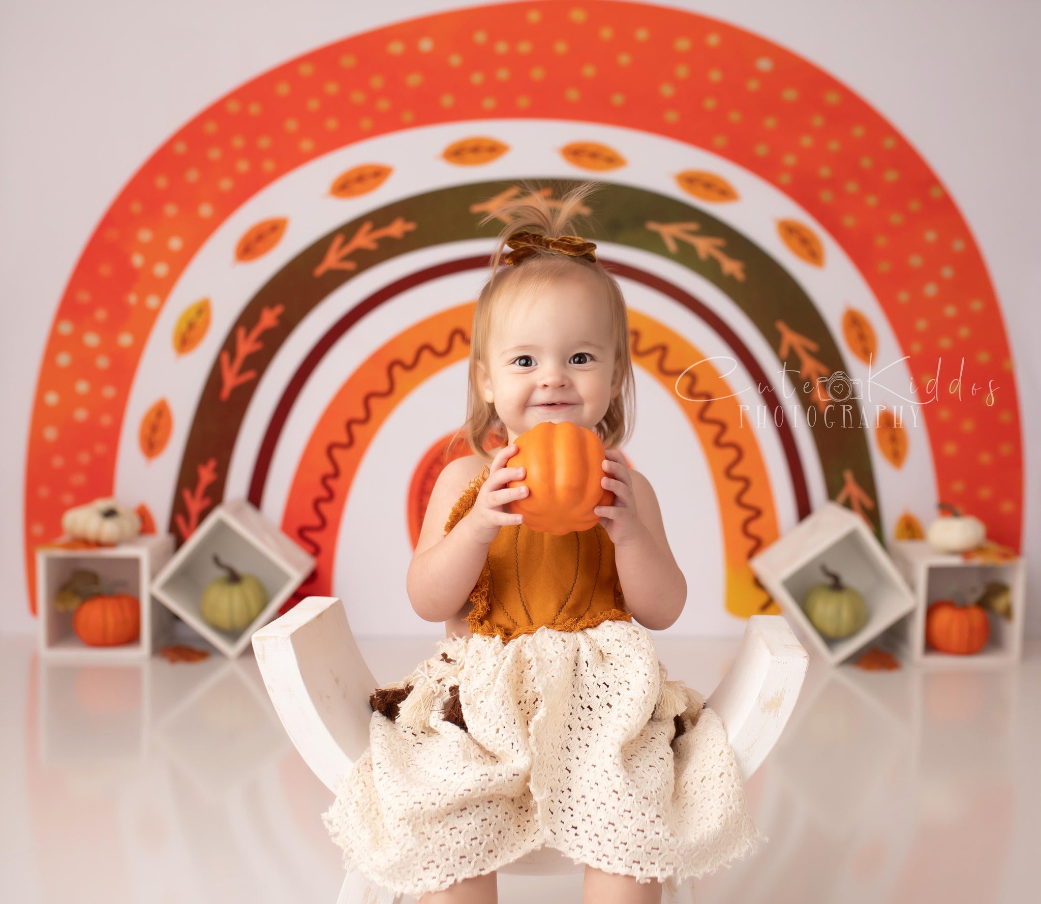 Kate Autumn Pumpkin Rainbow Backdrop for Photography