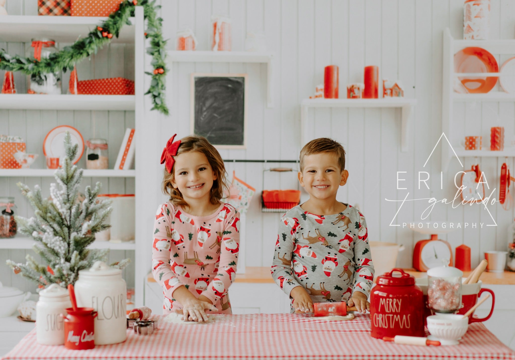 Kate Christmas Kitchen Backdrop White Wall for Photography