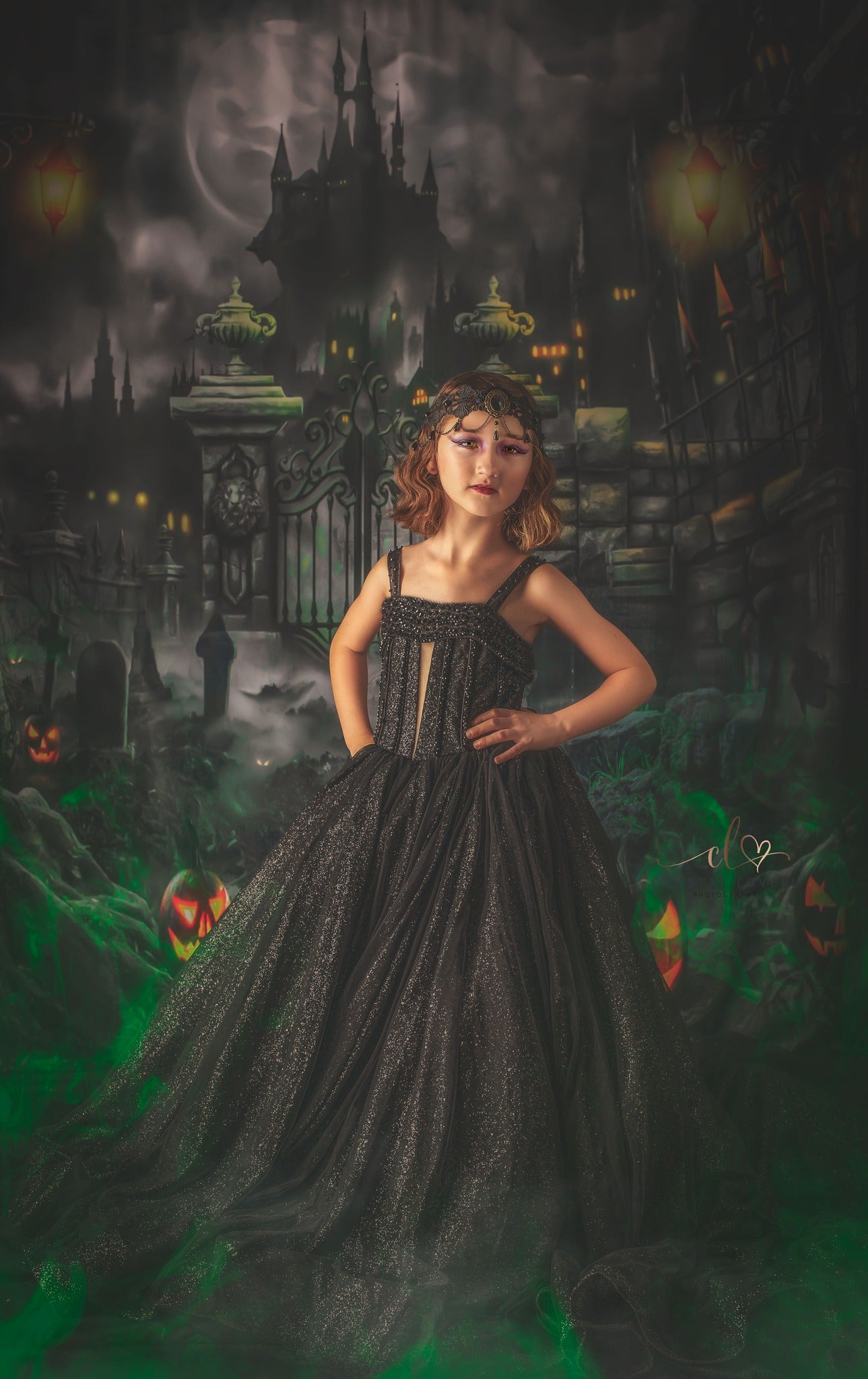 Kate Halloween Night Gate Castle Backdrop for Photography -UK