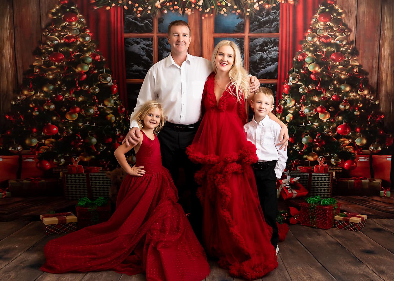 Kate Christmas Window Vintage Wood Tree Backdrop for Photography -UK