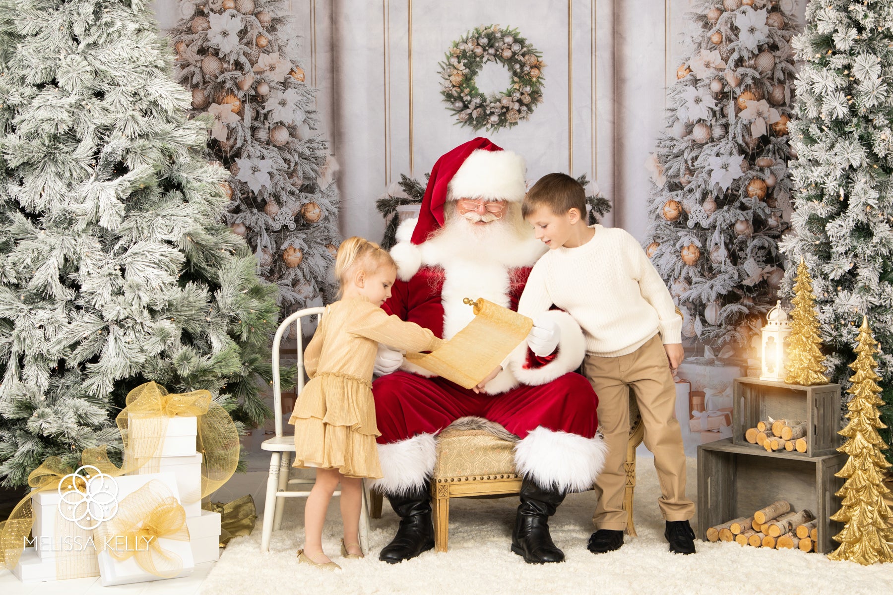 Kate Christmas Vintage Wall Trees Fireplace Backdrop for Photography -UK