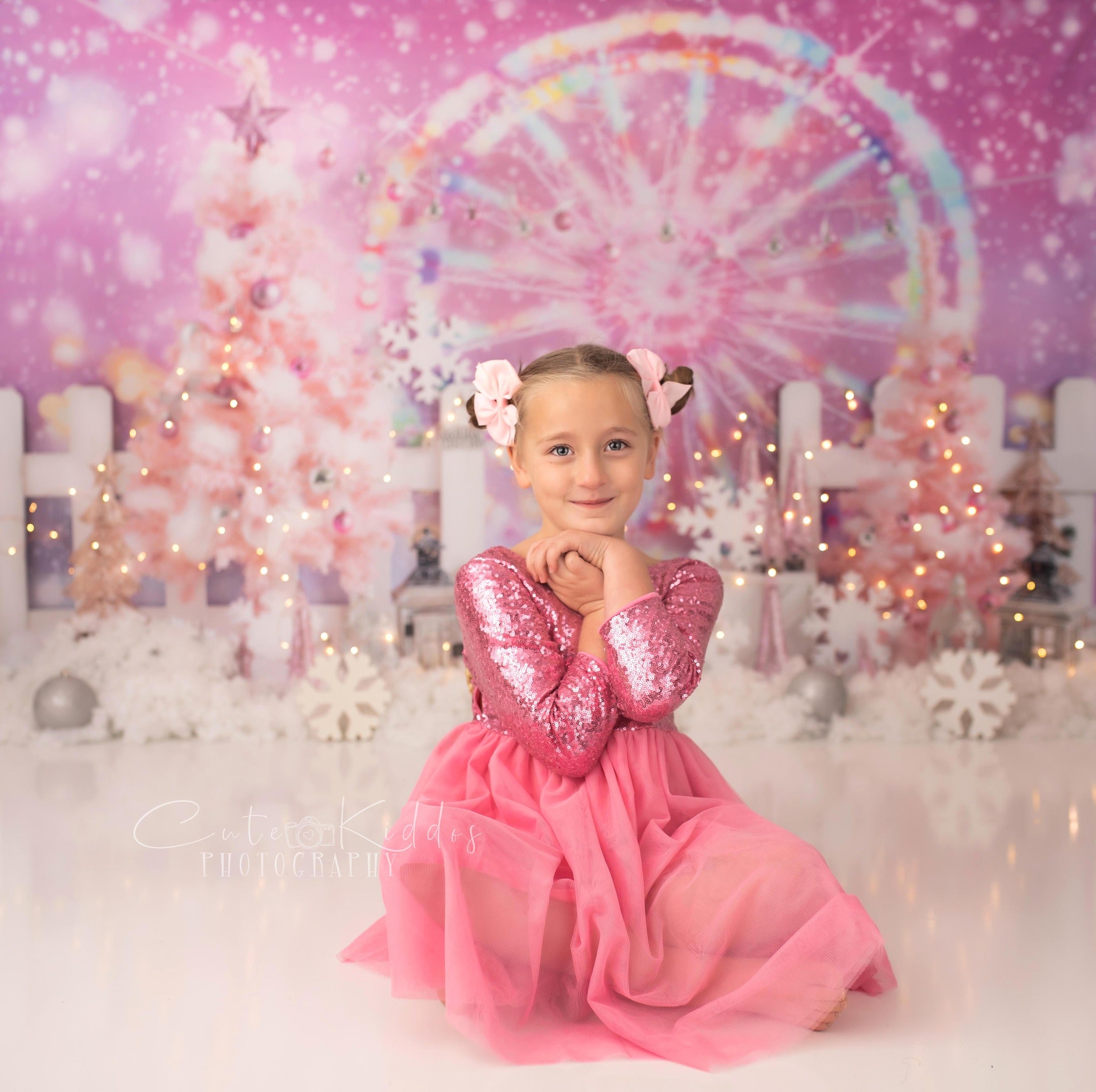 Kate Christmas Pink Fantasy Ferris Wheel Backdrop Designed by GQ -UK