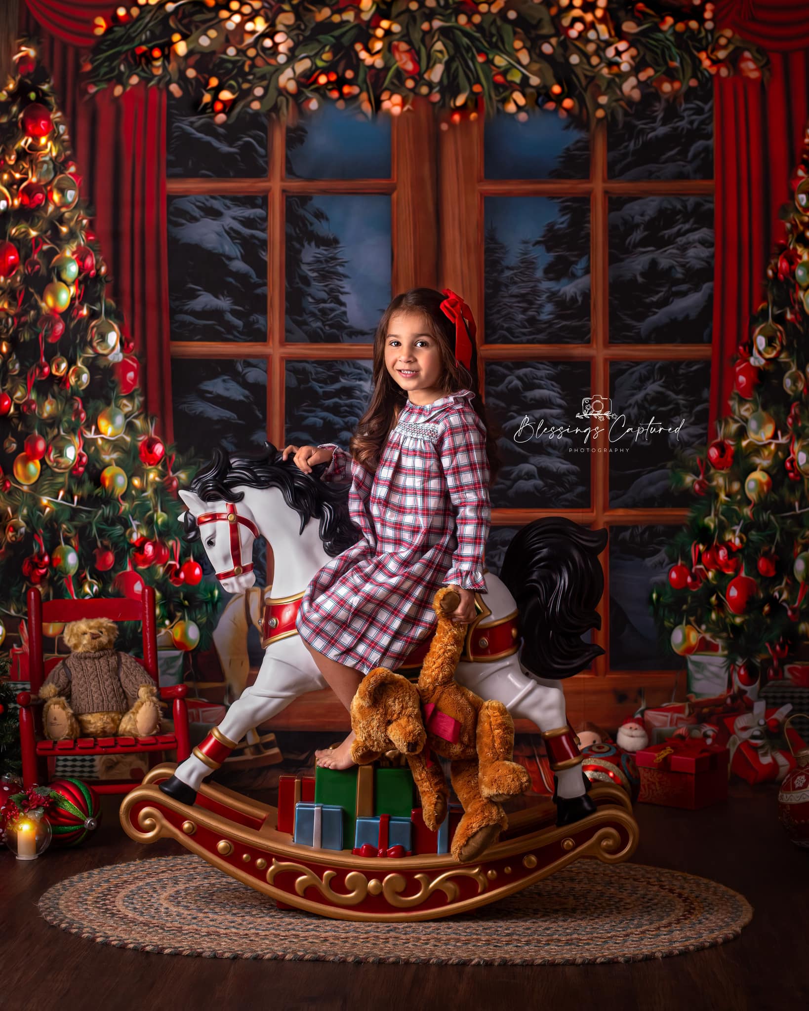 Kate Christmas Window Vintage Wood Tree Backdrop for Photography -UK