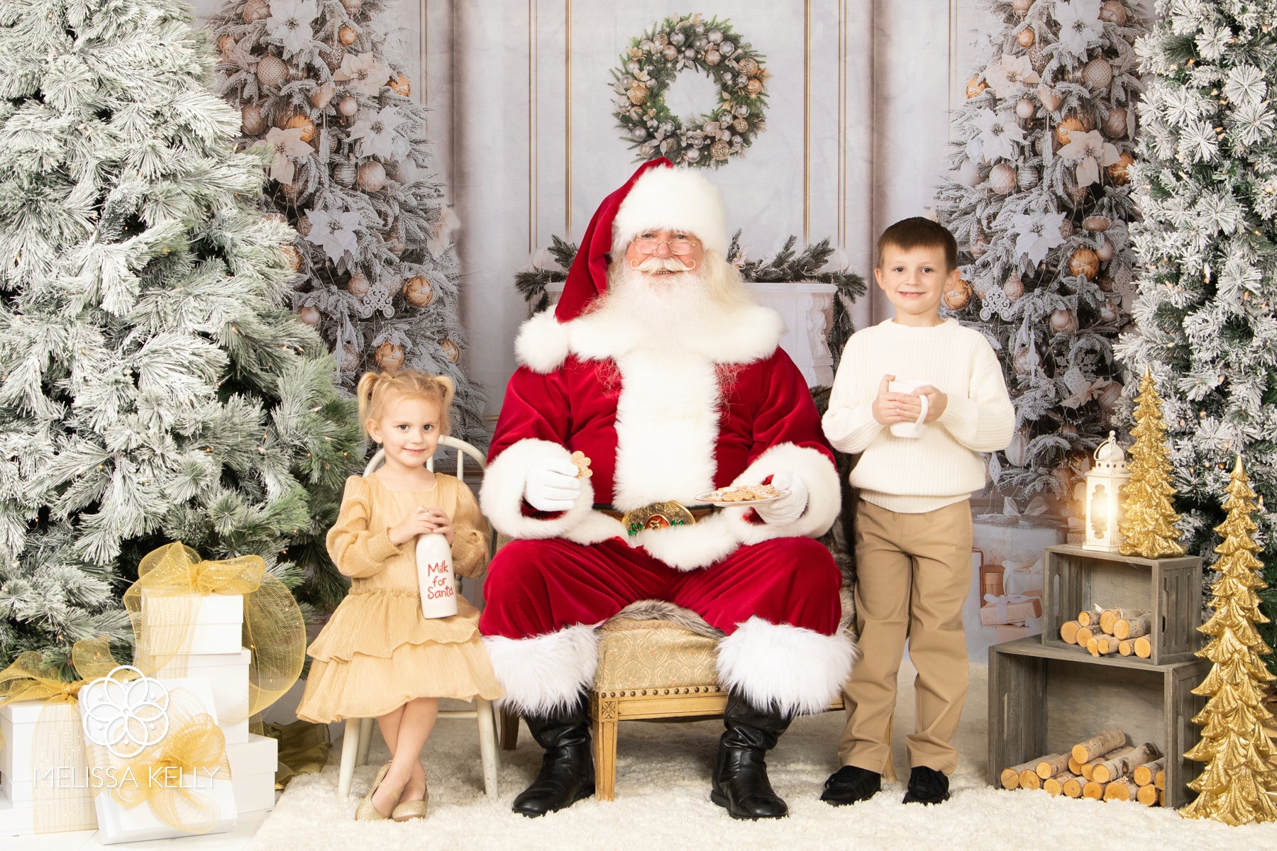 Kate Christmas Vintage Wall Trees Fireplace Backdrop for Photography -UK