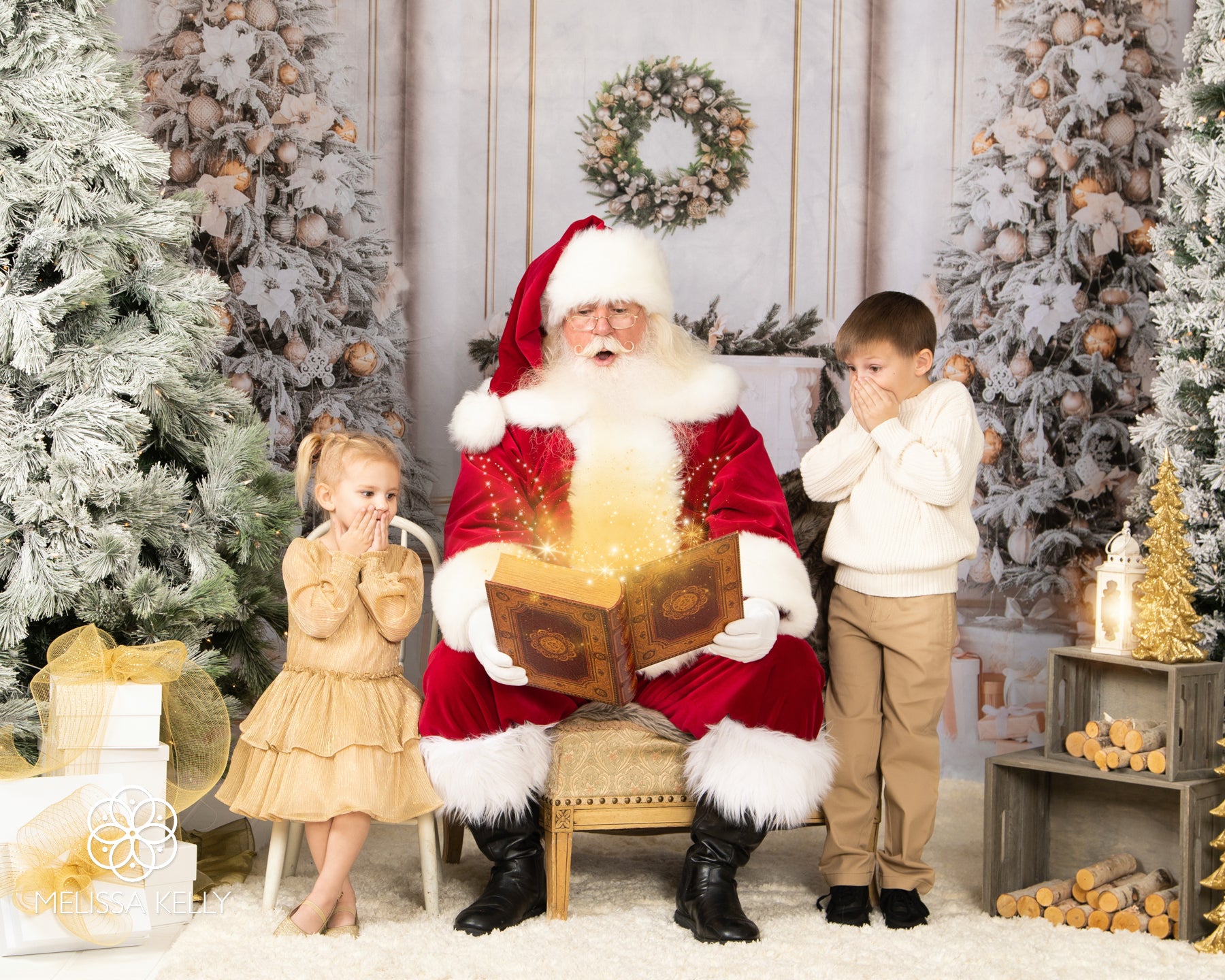 Kate Christmas Vintage Wall Trees Fireplace Backdrop for Photography -UK