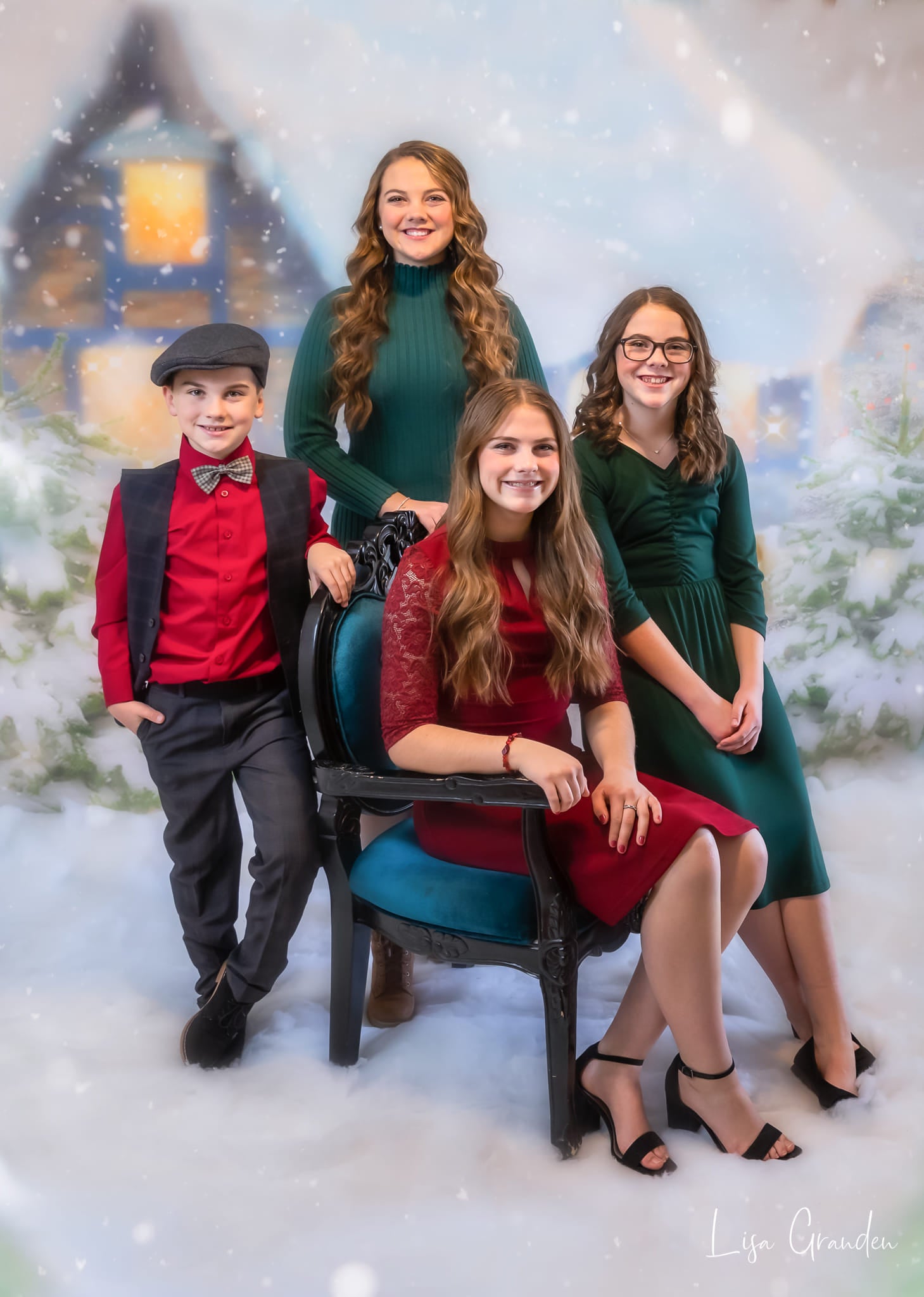 Kate Winter Christmas Snow House Tree Backdrop for Photography -UK