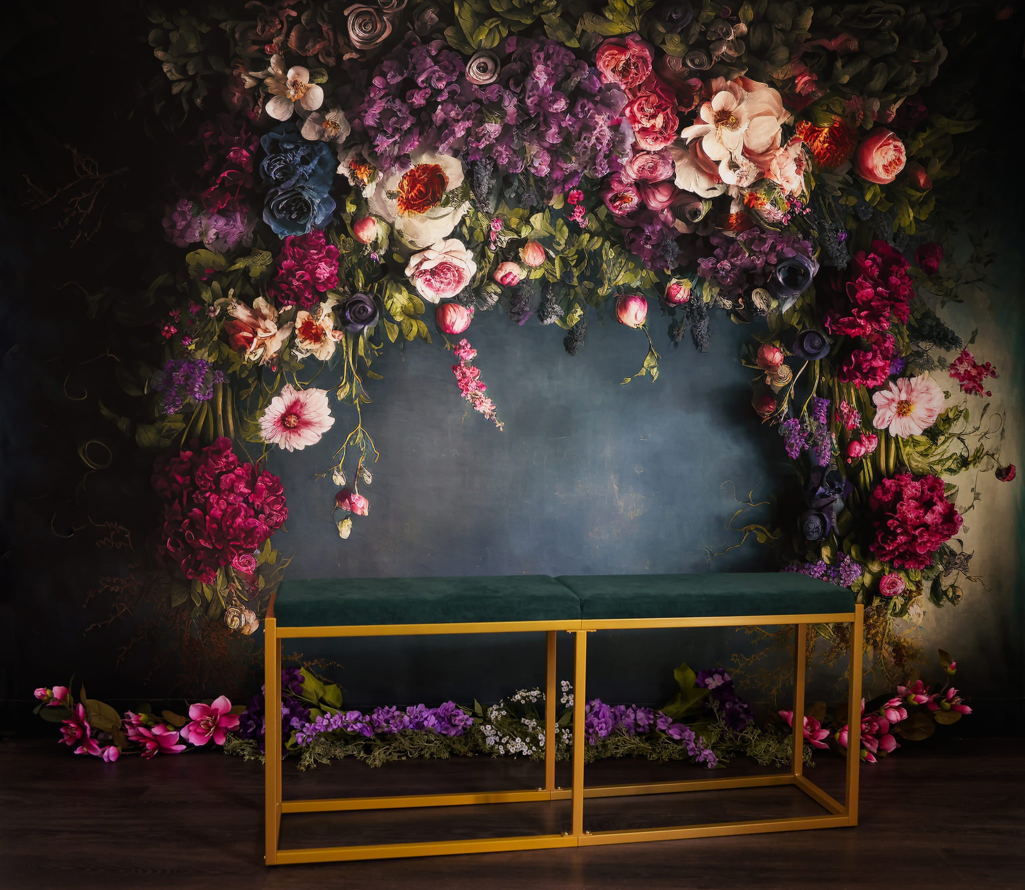 Kate Fine Art Flower Dark Teal Backdrop Designed by Mini MakeBelieve -UK