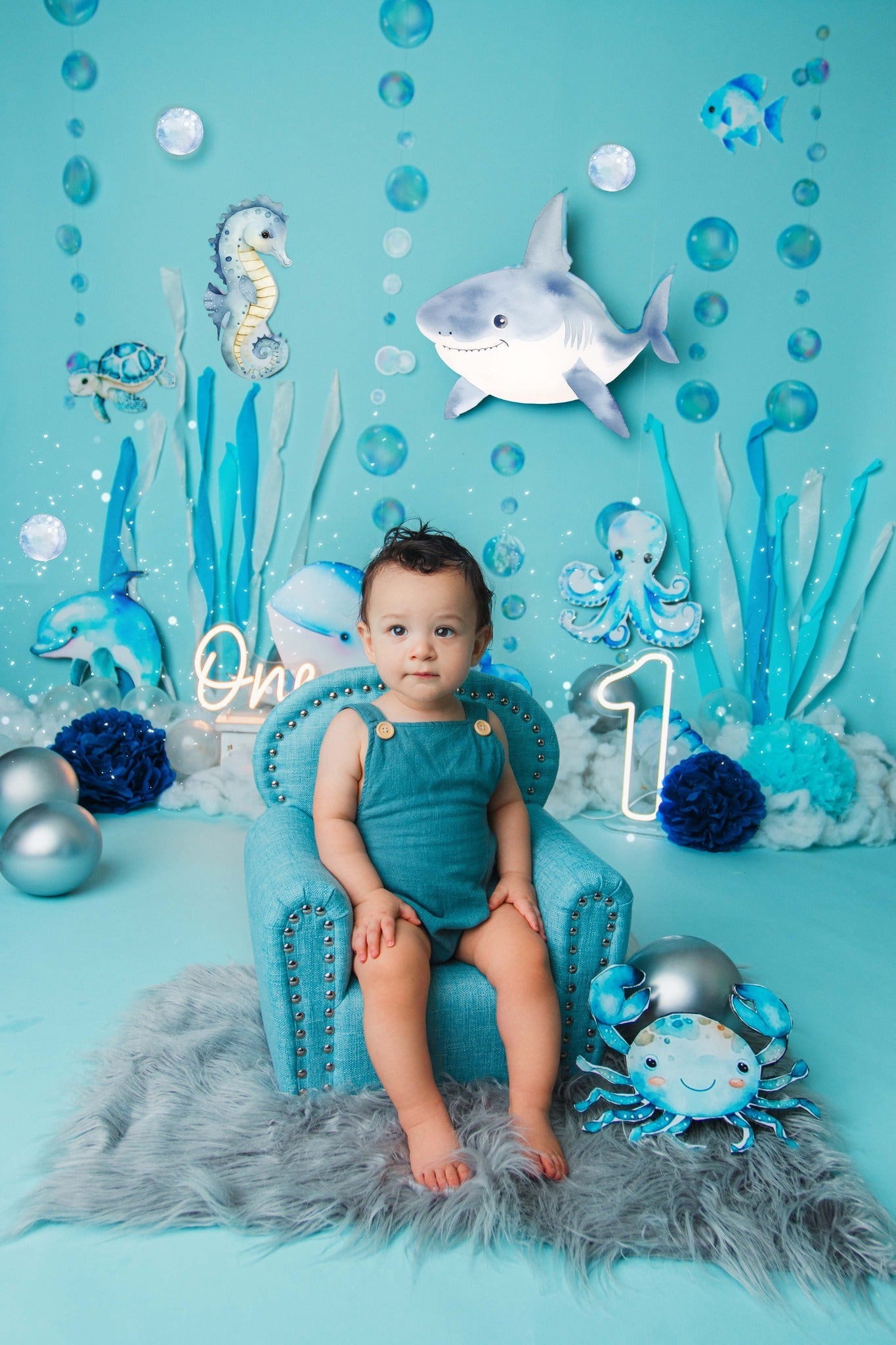 Kate Blue Fabric Mini Sofa with Rivet Newborn Props for Photography -UK