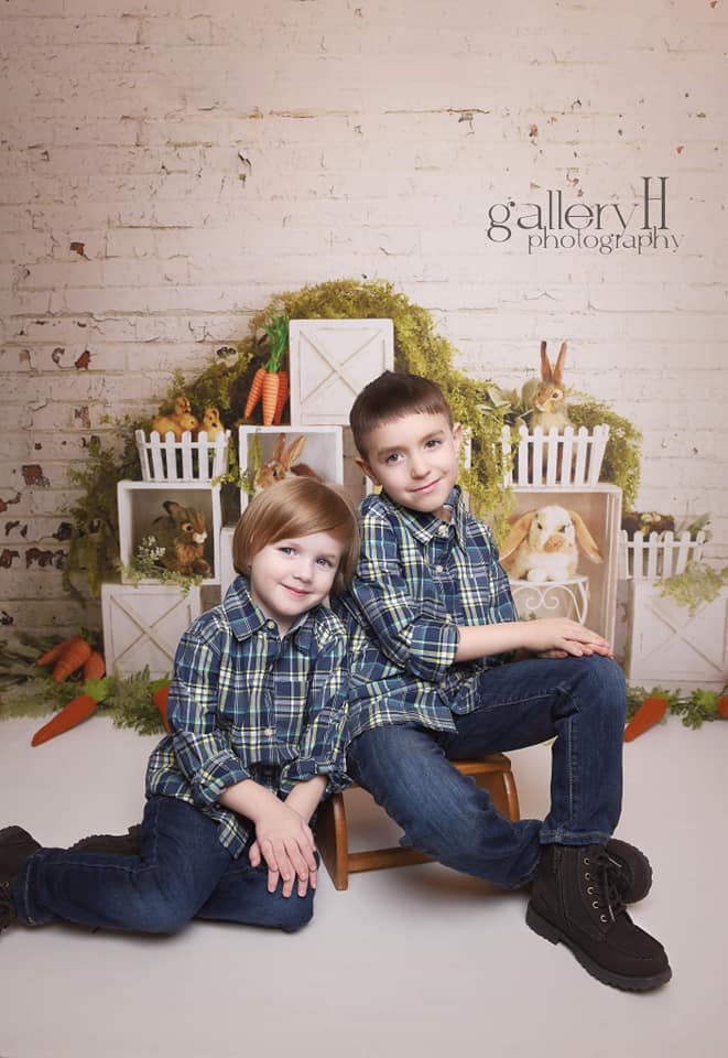 Kate Easter Bunnies with Brick Backdrop Designed By Mandy Ringe Photography -UK