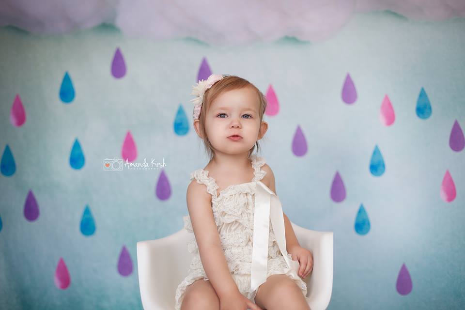 Kate Clouds And Colored Rain Baby Shower Backdrop for Photography designed by Jerry_Sina -UK