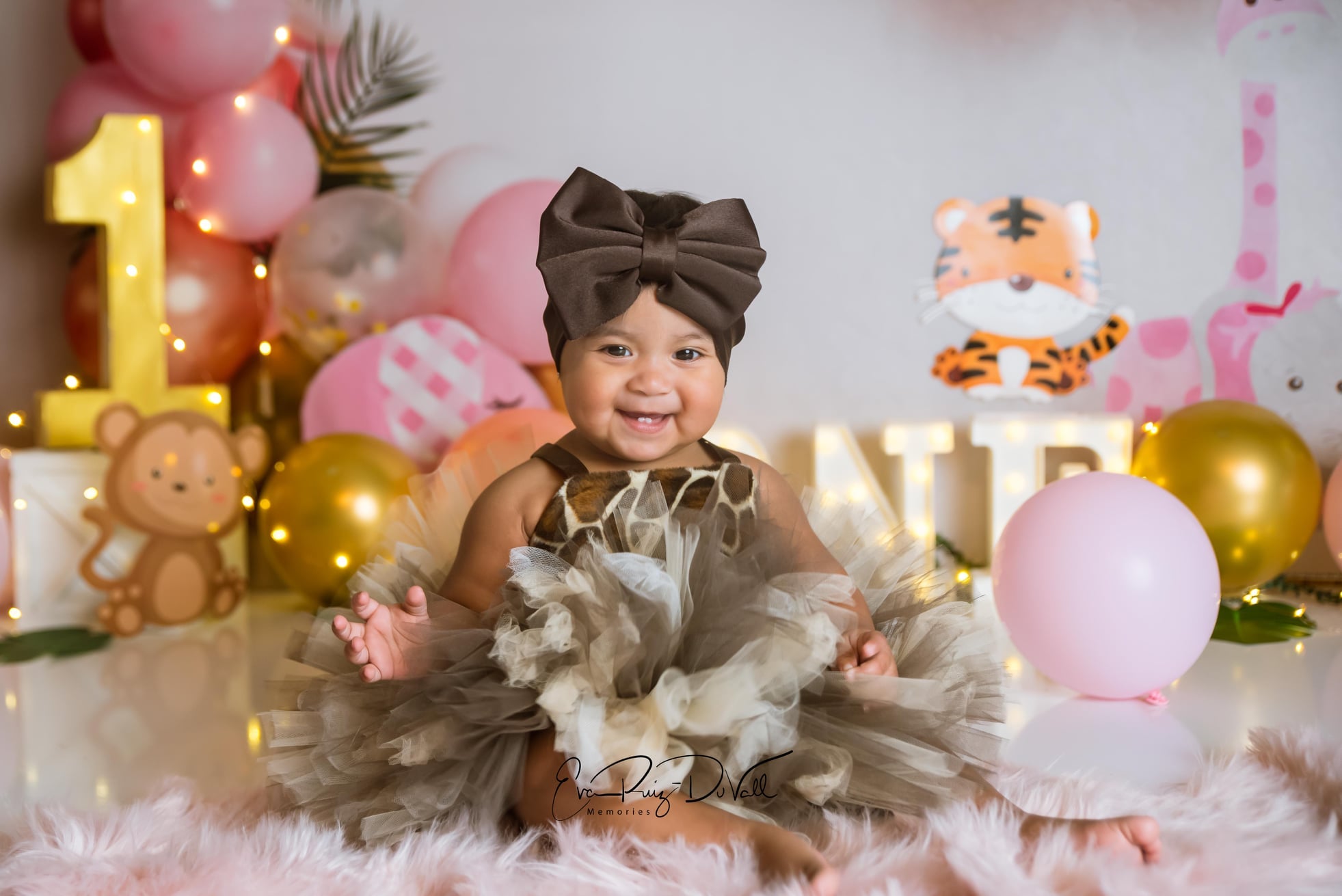 Kate Pink Safari Balloons Birthday Backdrop Designed by Megan Leigh Photography -UK