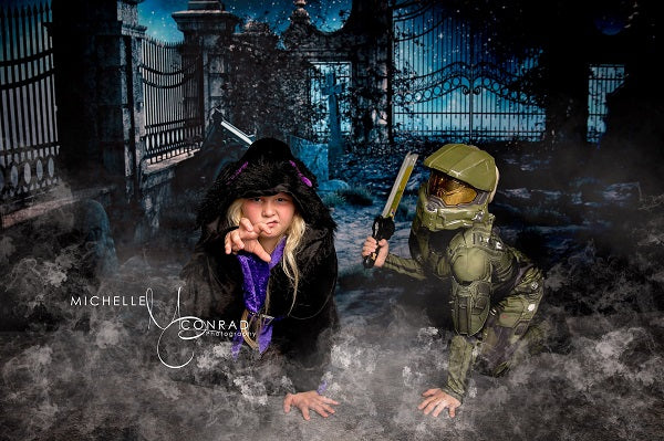 Kate Halloween Star Night Grave Scene Backdrop for Photography - Kate backdrop UK