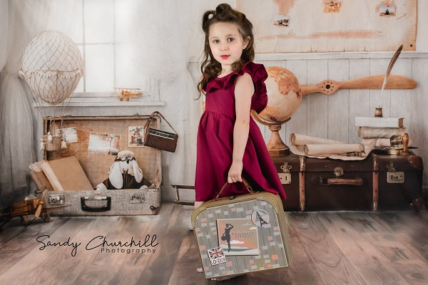 Kate Back to school Children Travel Around the World Adventurer Pilot Backdrop for photography Designed By JFCC -UK