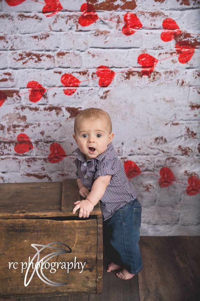 Kate white brick wall with red hearts Valentine's Day Backdrop for Photography designed by Jerry_Sina -UK