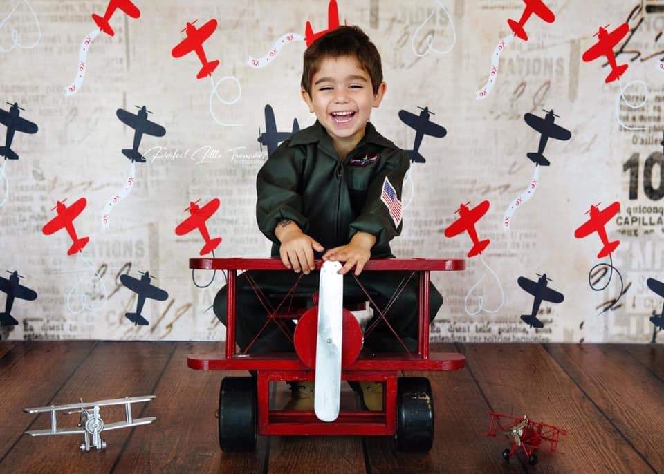 Kate Retro Planes Valentines Backdrop for Photography designed by Jerry_Sina -UK