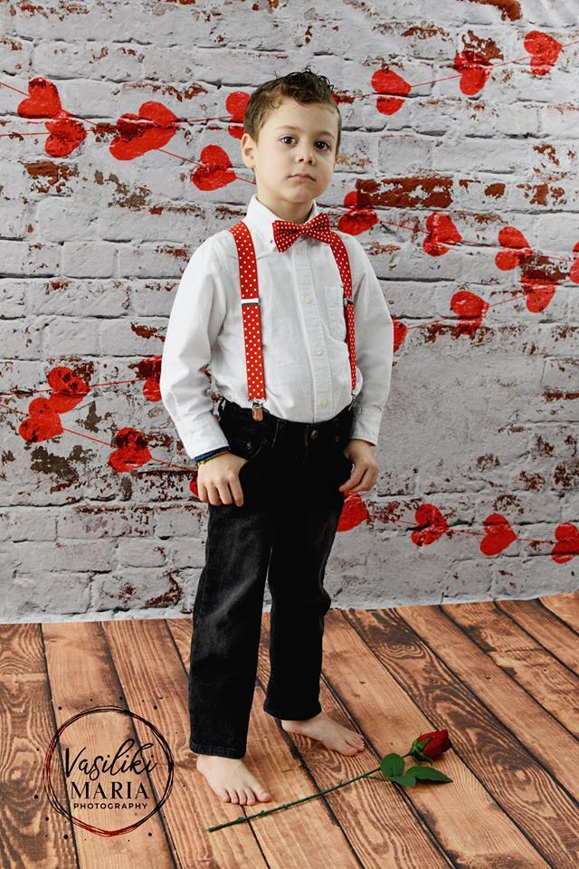 Kate white brick wall with red hearts Valentine's Day Backdrop for Photography designed by Jerry_Sina -UK