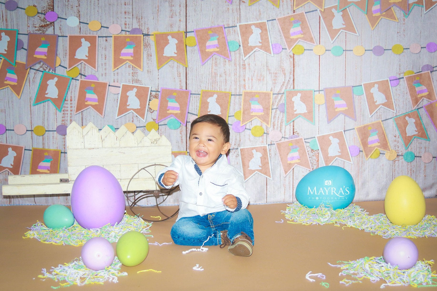 Kate Easter Wood with Rabbit Decoration Backdrop for Photography designed by Jerry_Sina -UK
