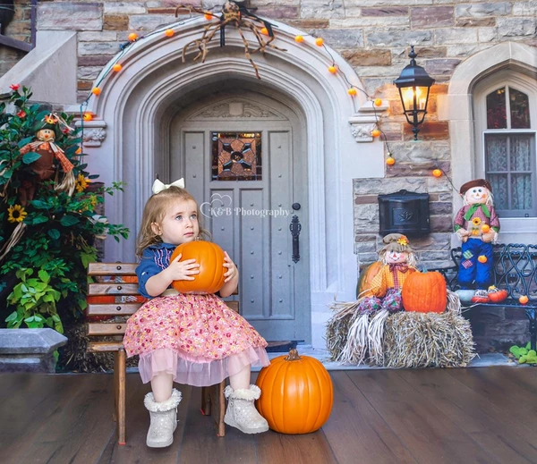 Kate Autumn Halloween house door backdrop -UK