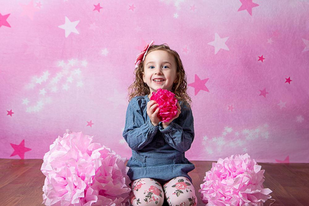 Kate Soft Skies Pink Stars Backdrop for Photography Designed by Mini MakeBelieve -UK