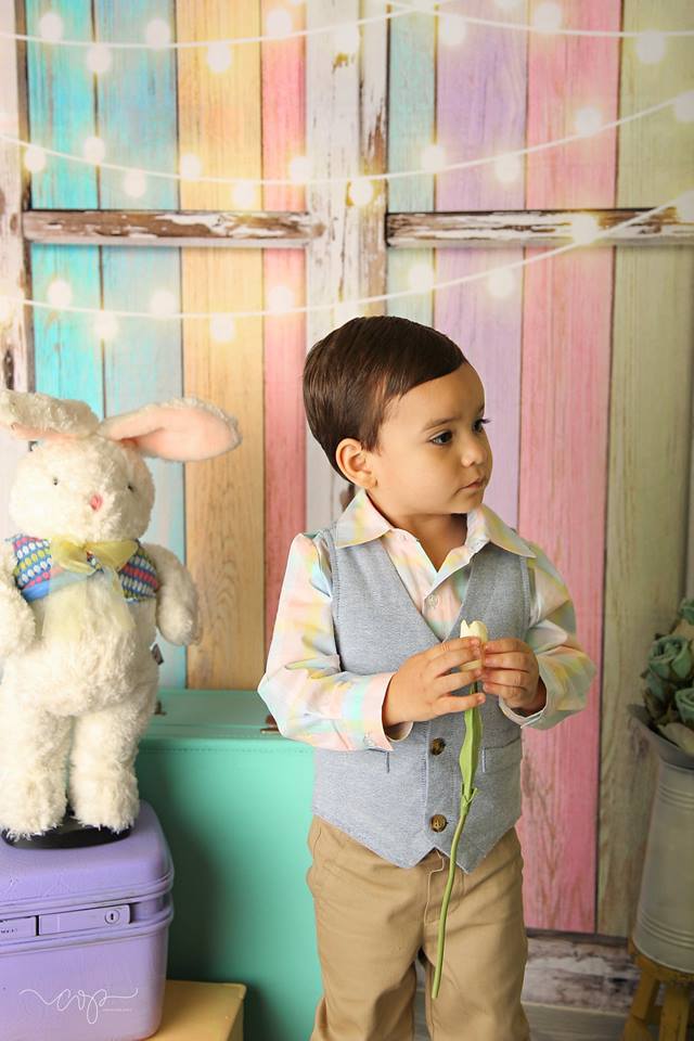 Kate Birthday Colorful Wood Wall Window Backdrop for Children Designed by JFCC -UK