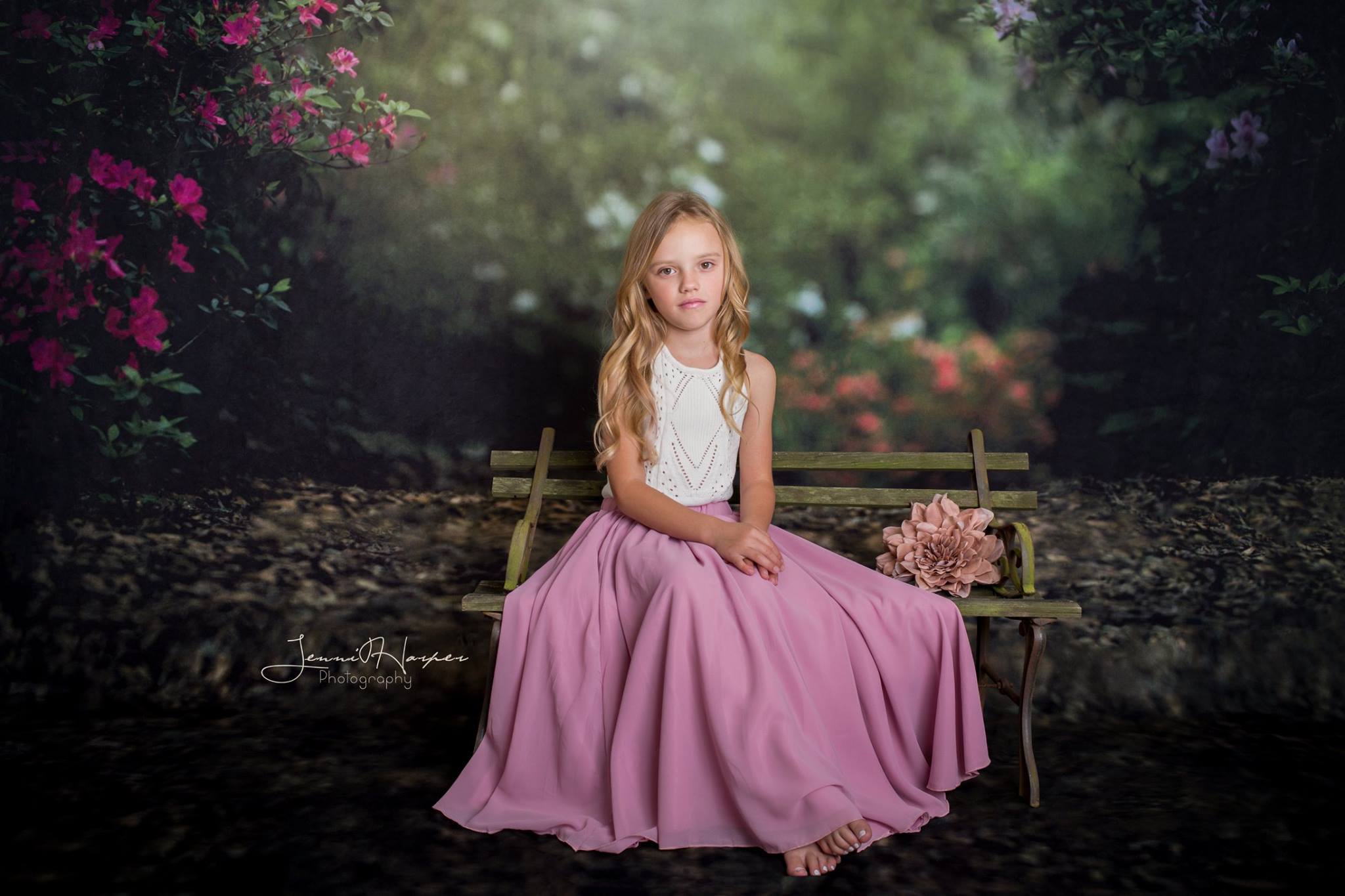 Kate Pink Flower Garden Square Spring Backdrop Designed by Pine Park Collection -UK