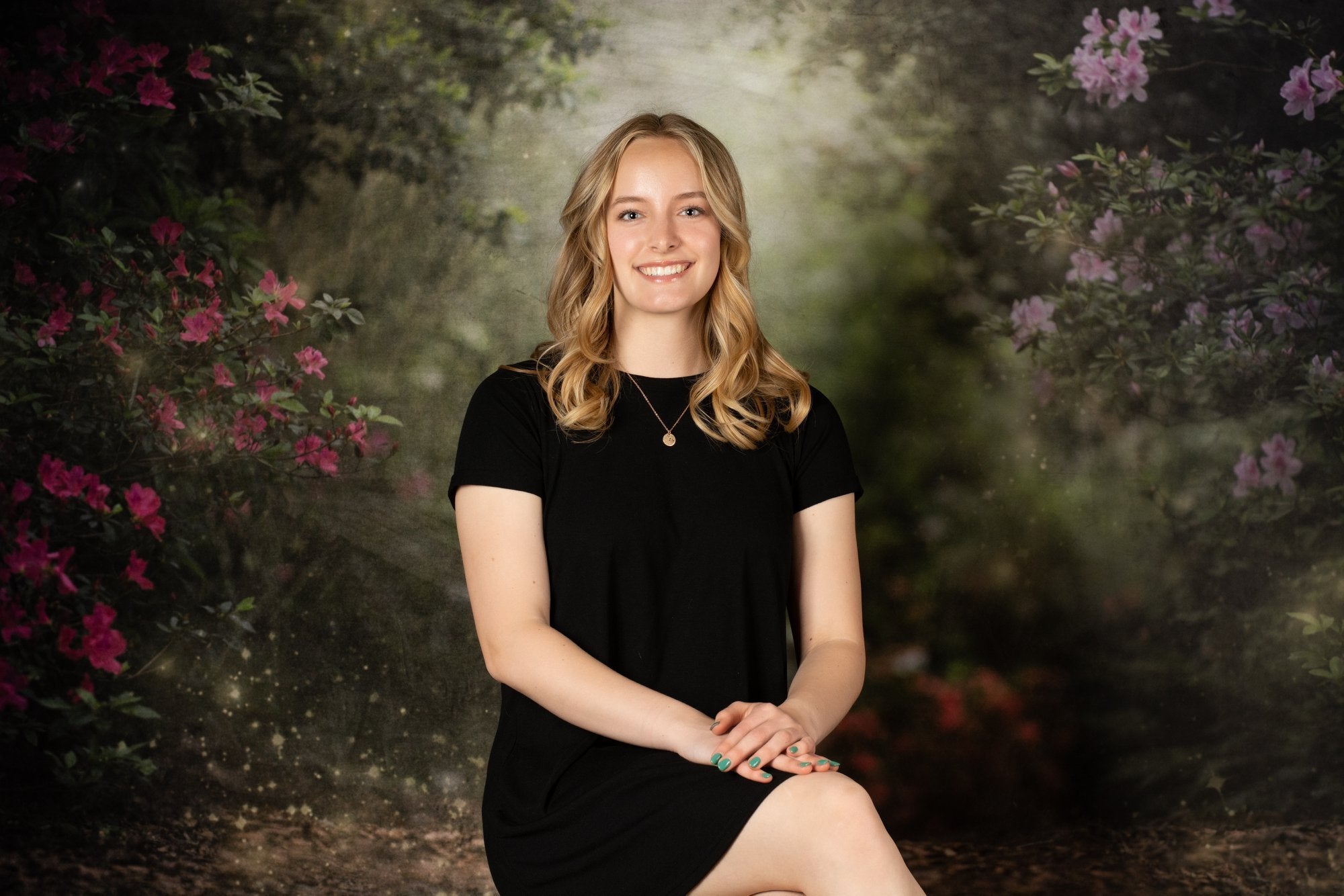 Kate Pink Flower Garden Fairy Lights spring Backdrop Designed by Pine Park Collection -UK